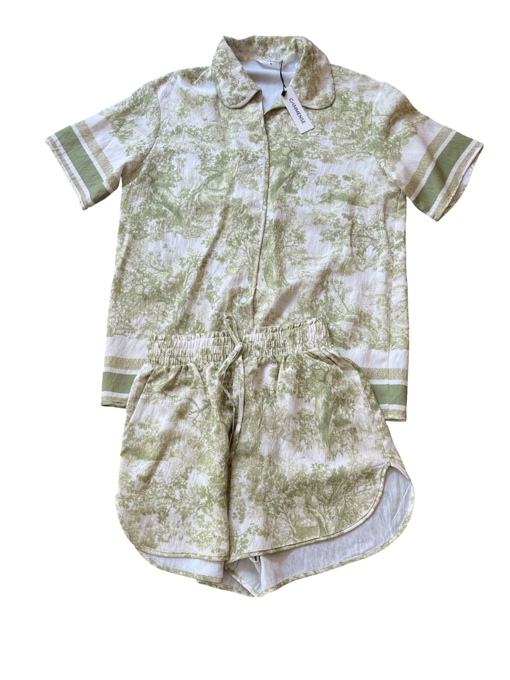 NWT Cammense Sage Green Toile Short Pajama Set - Casual Sleepwear Size M  Grampa